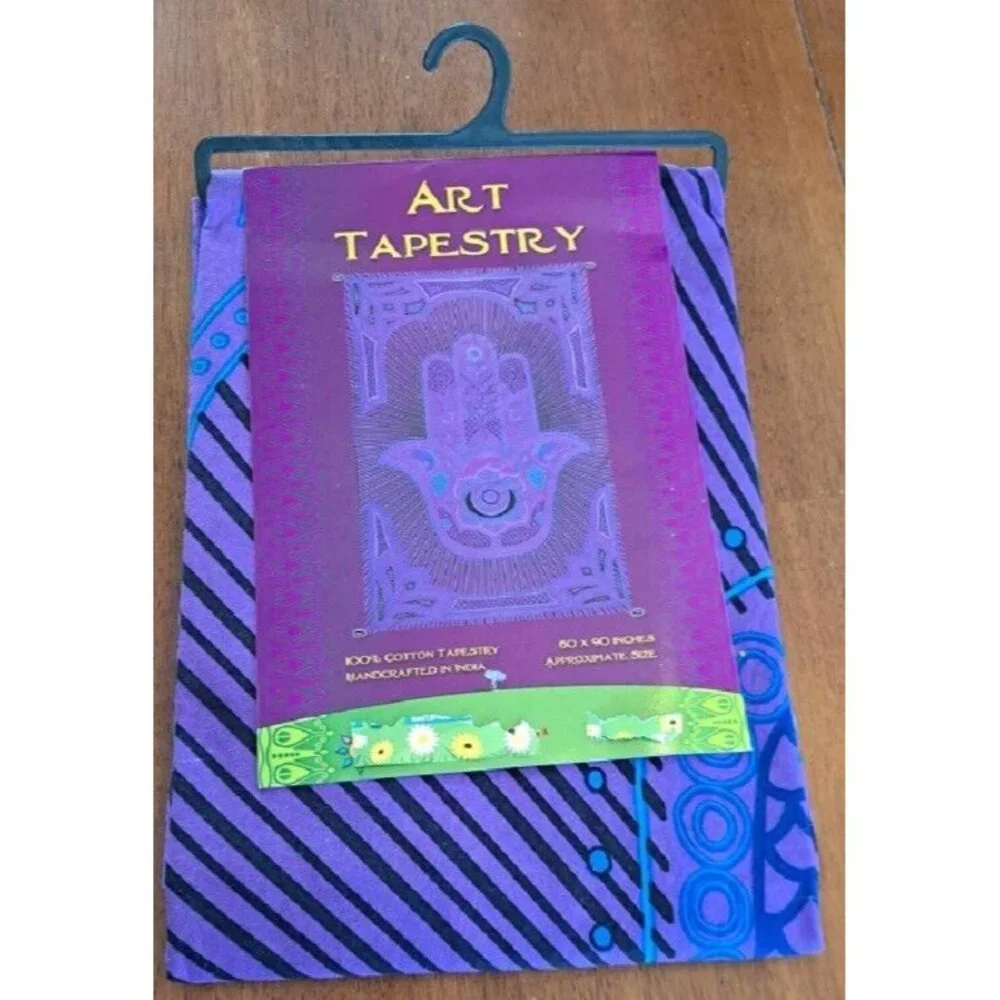 New Purple Hamsa Hand Gift Tapestry Wall Decor 60x90 Evil Eye Hand of Fatima
